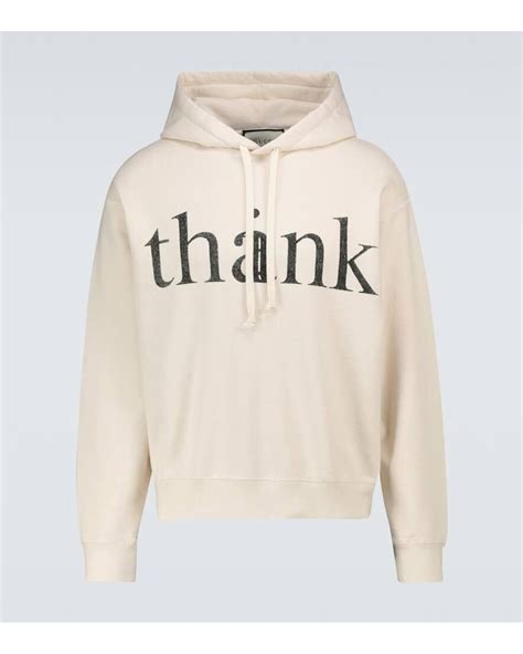 gucci think thank hoodie|Gucci Natural Think/thank Print Drawstring Hoodie for men.